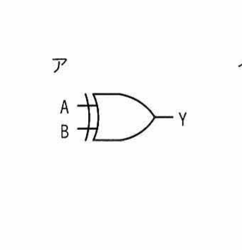 選択肢アの論理回路図記号（入力 A・B，出力 Y，XOR 形）